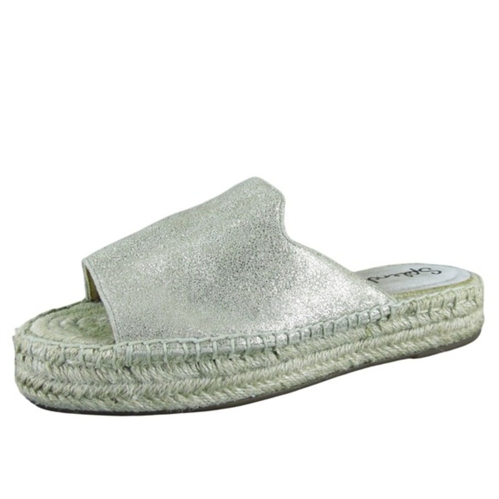 Splendid Women's Espadrille Slide Gold Leather Sz 6 Medium Gently Used 2025